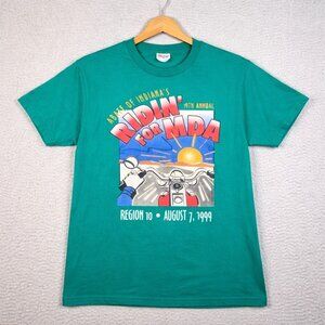 ABATE Of Indiana Motorcycle Riders Shirt Men's Medium Vintage 90s 1999 Loogootee